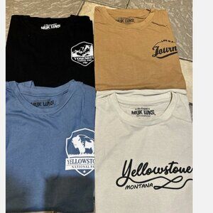 NEW LOT OF 4 GRAPHIC T SHIRTS MENS (SHORT SLEEVE) YELLOWSTONE /NATIONAL PARKS